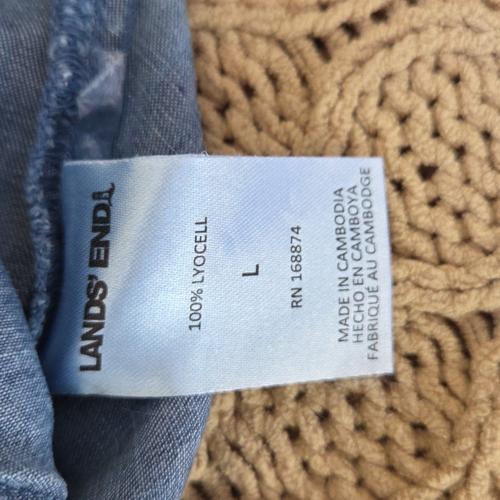 Lands' End Sleeveless Chambray Midi Dress in Denim Blue - Picture 8 of 9